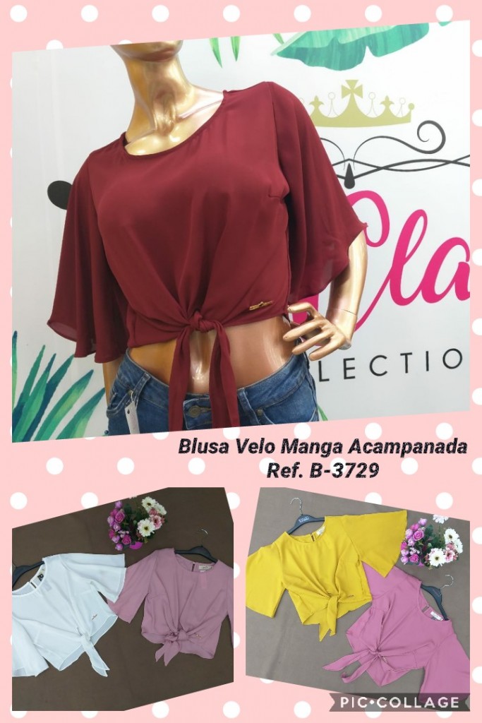 Blusa velo manga acampanada para dama