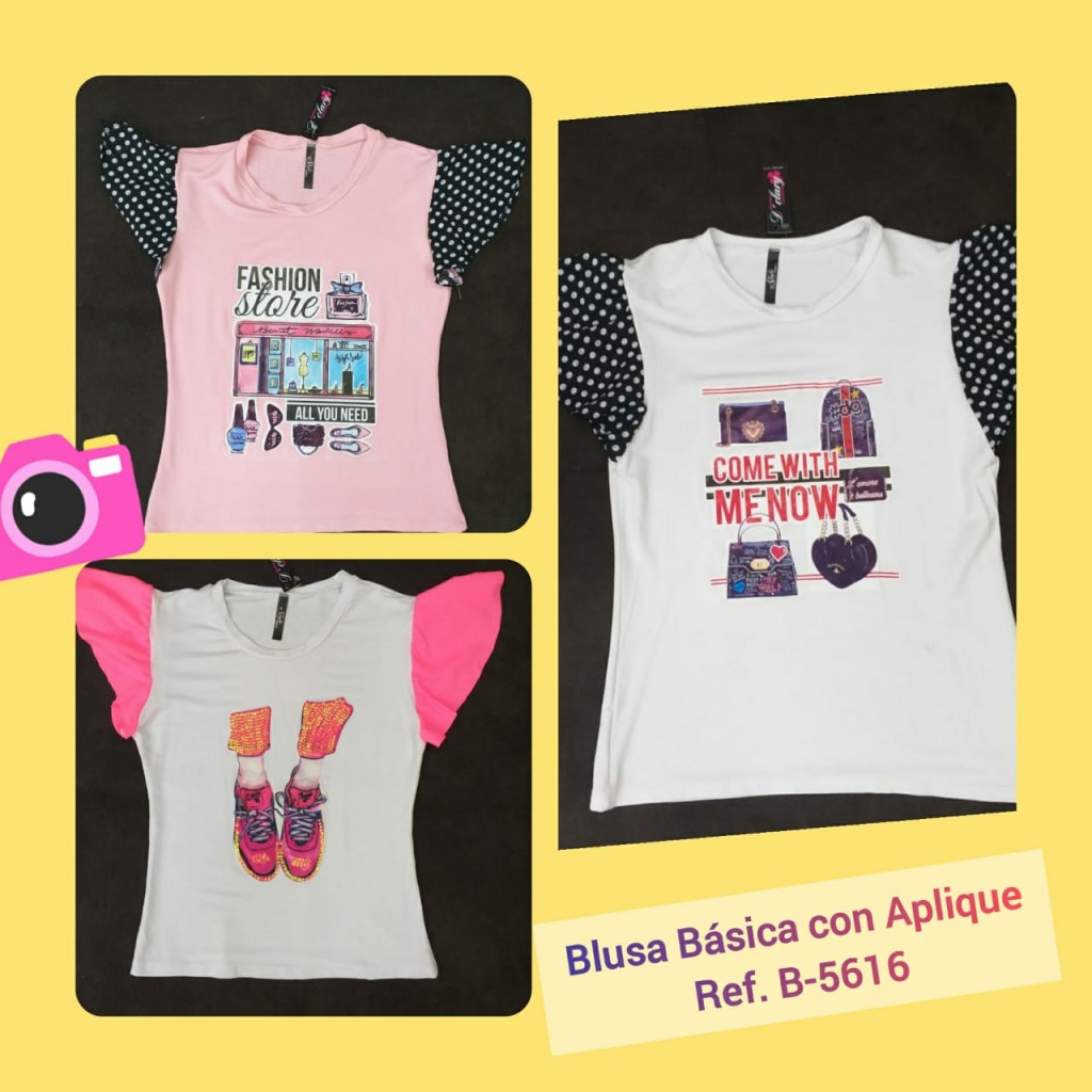 Blusa básica con aplique para dama