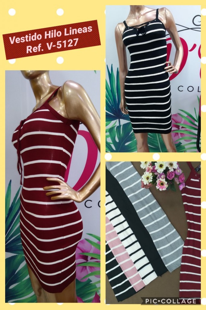 Vestido hilo líneas para dama