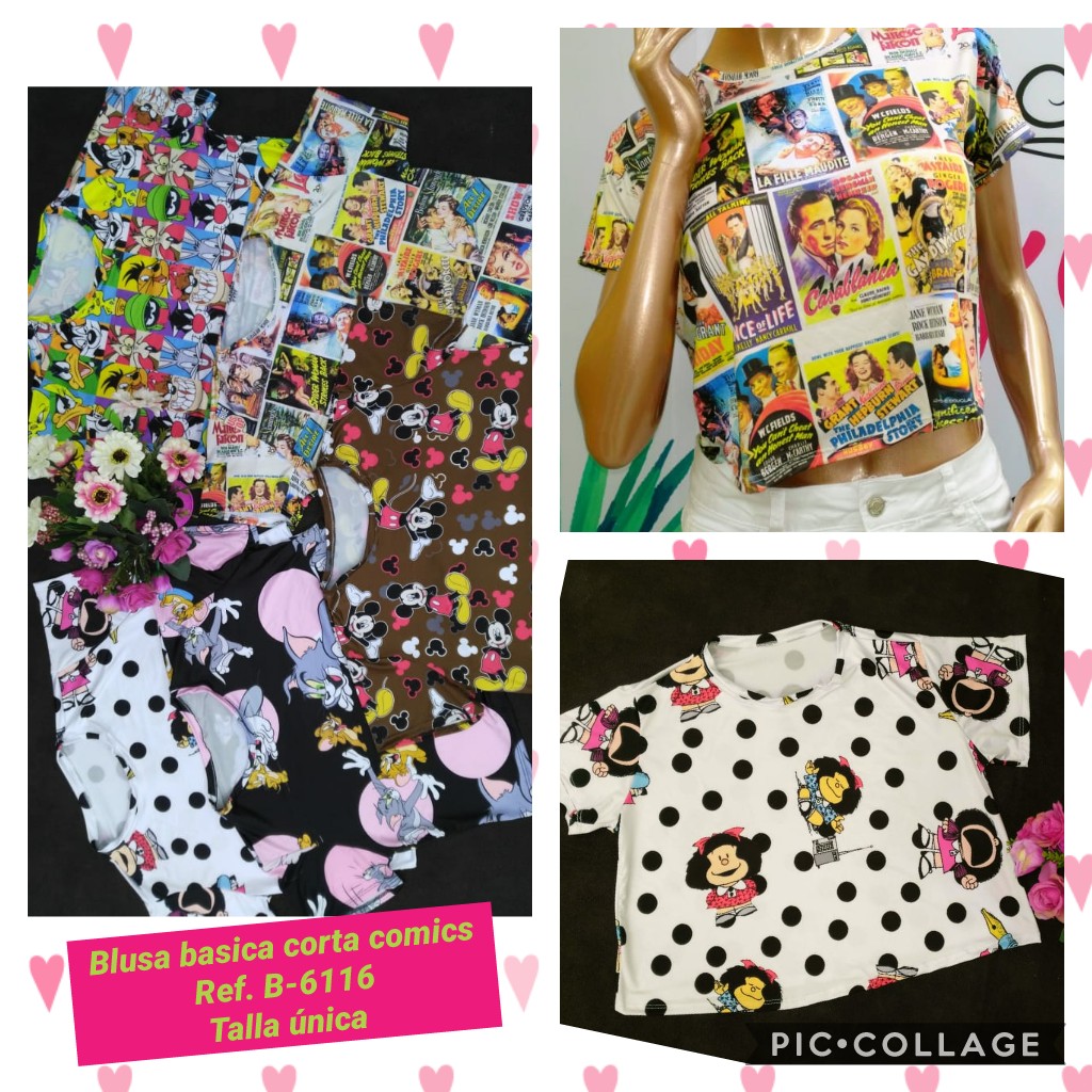 Blusa corta comics para dama