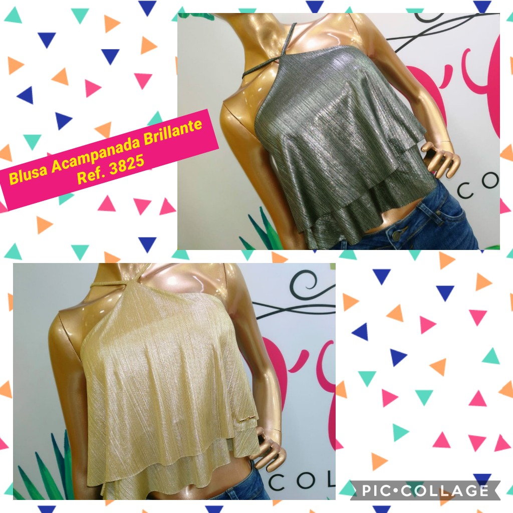 Blusa acampanada brillante para dama