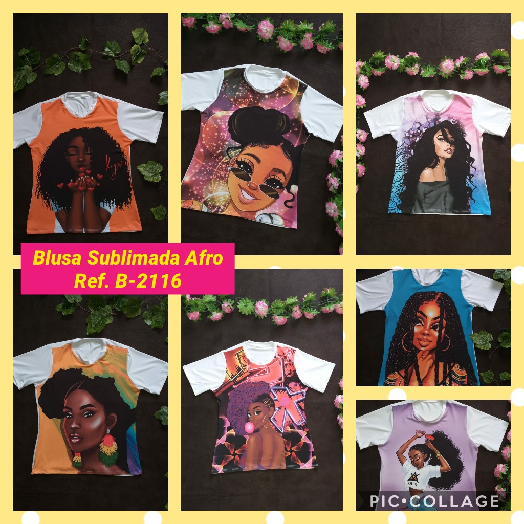 Blusa sublimada afro para dama