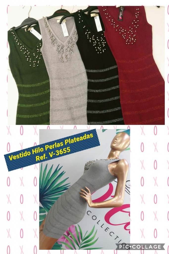 Vestido hilo perlas plateadas