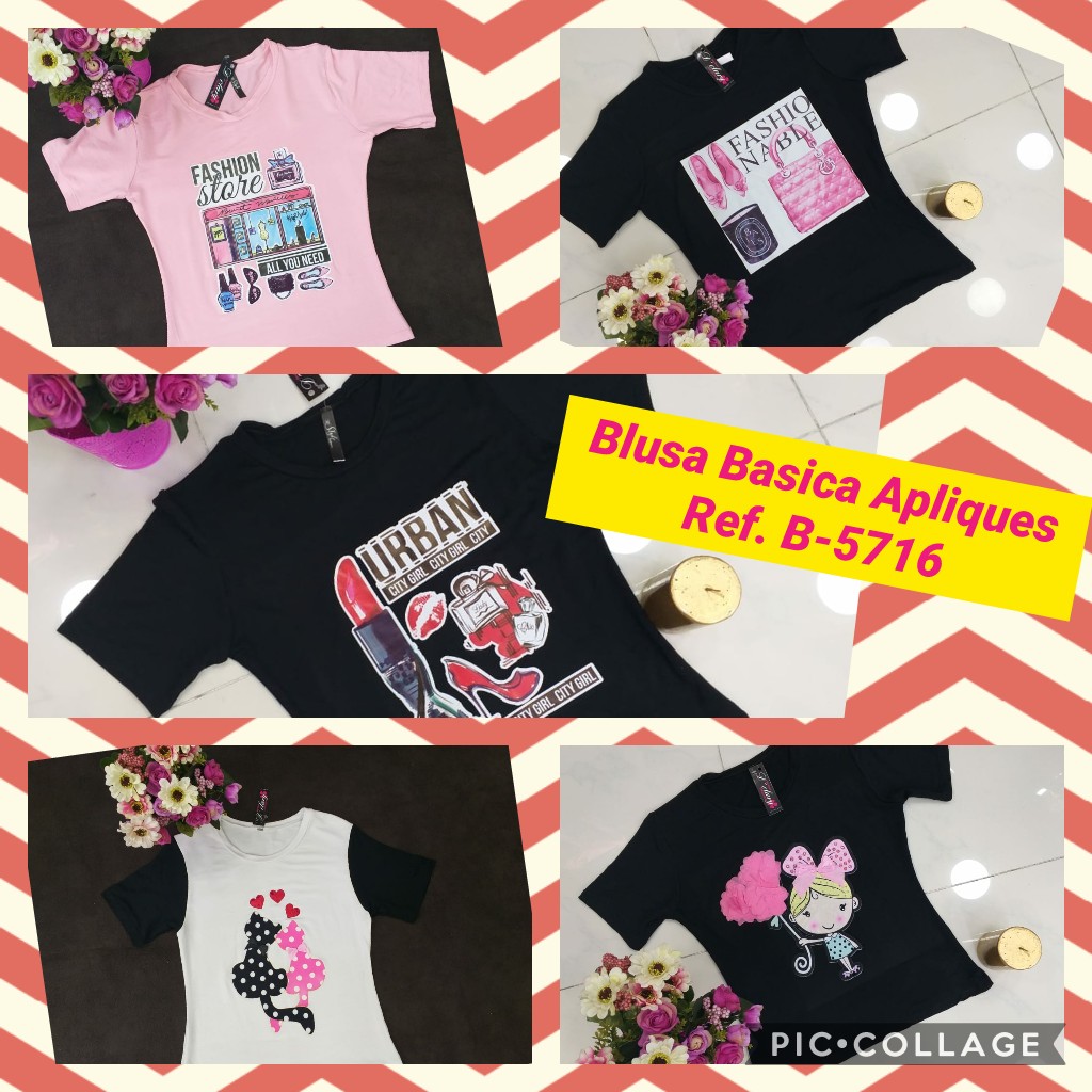 Blusa básica apliques para dama