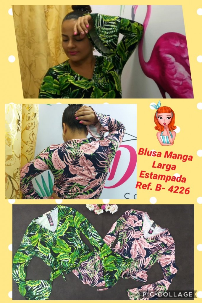 Blusa manga larga estampada para dama