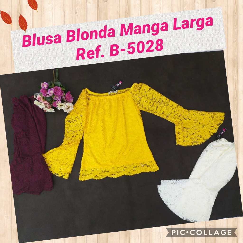 Blusa blonda manga larga para dama