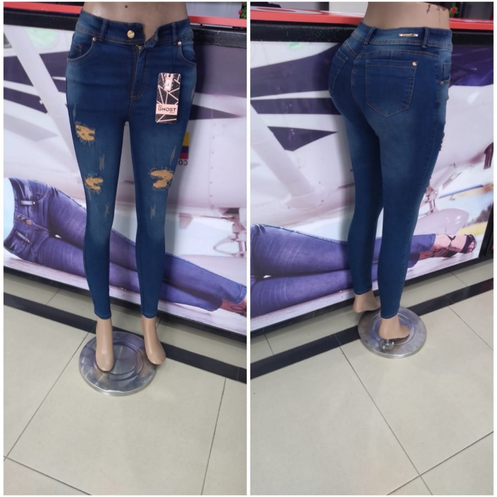 Jean un botón dama