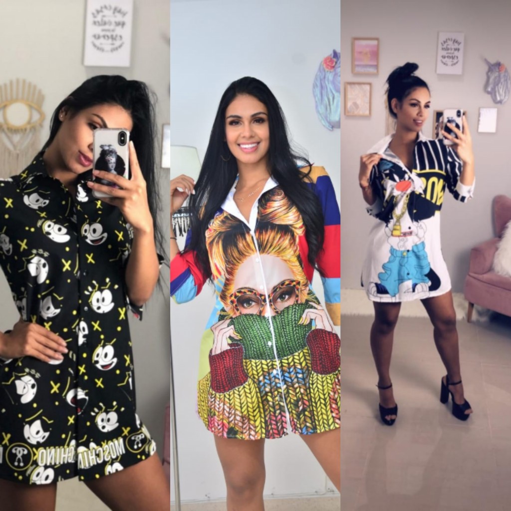 Blusa vestido para dama en tela cosmopolita