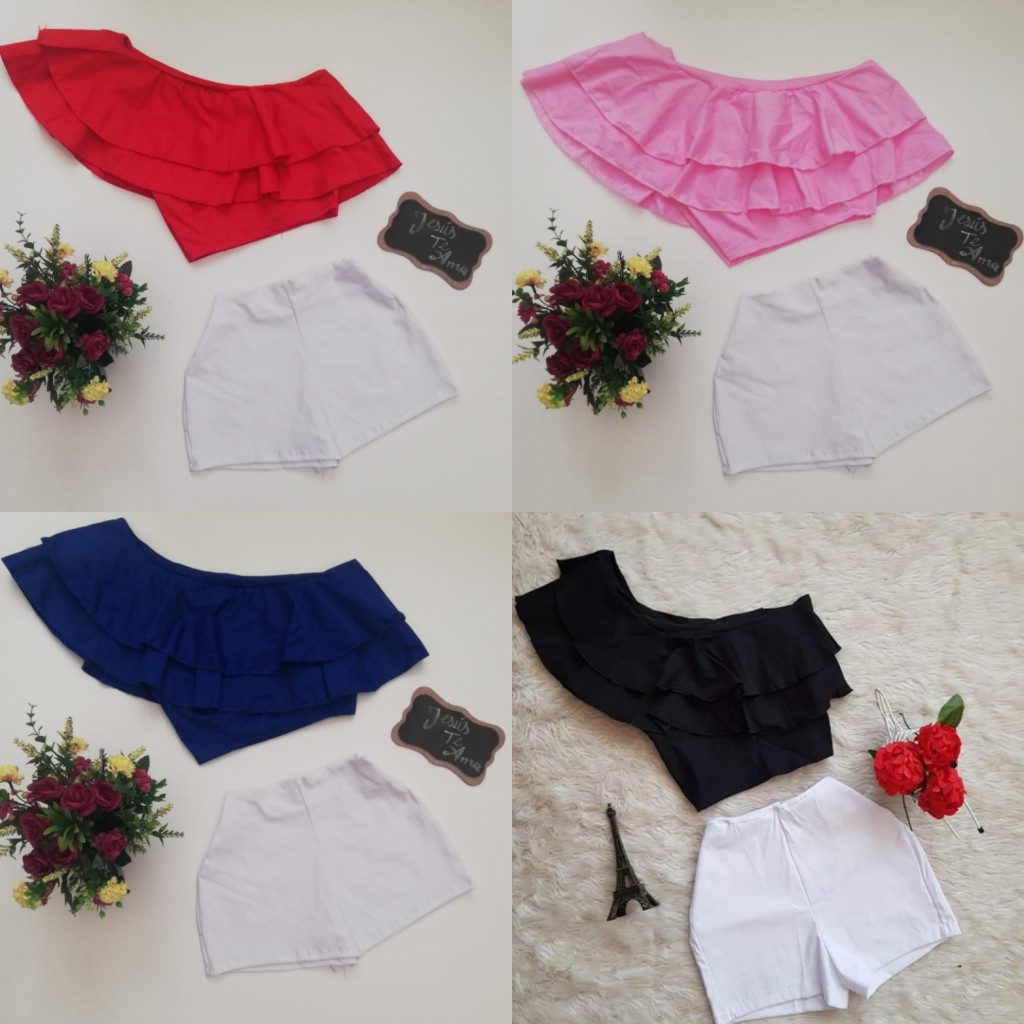 Conjunto blusa y shorts para dama
