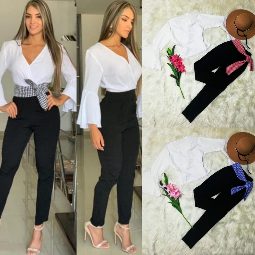 Conjunto pantalón en vengalina y blusa en popelina dama