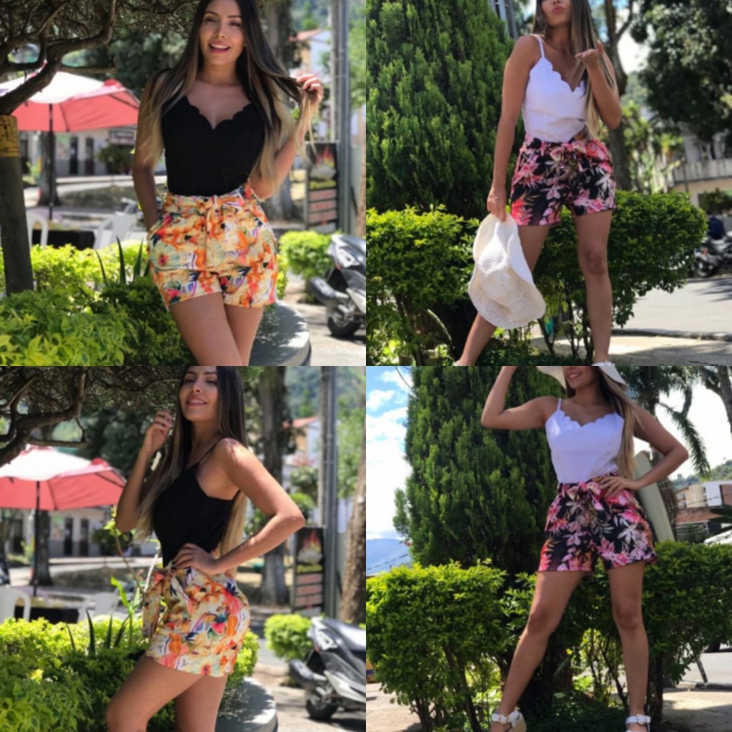 Conjunto shorts en escuba y blusita en Blusera dama