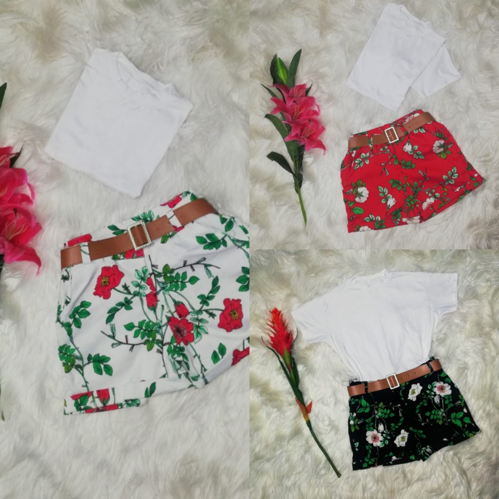Conjunto shorts estampado en vengalina y básica  dama