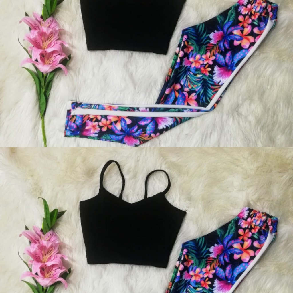 Conjunto pantalón y blusa en tela escuba dama