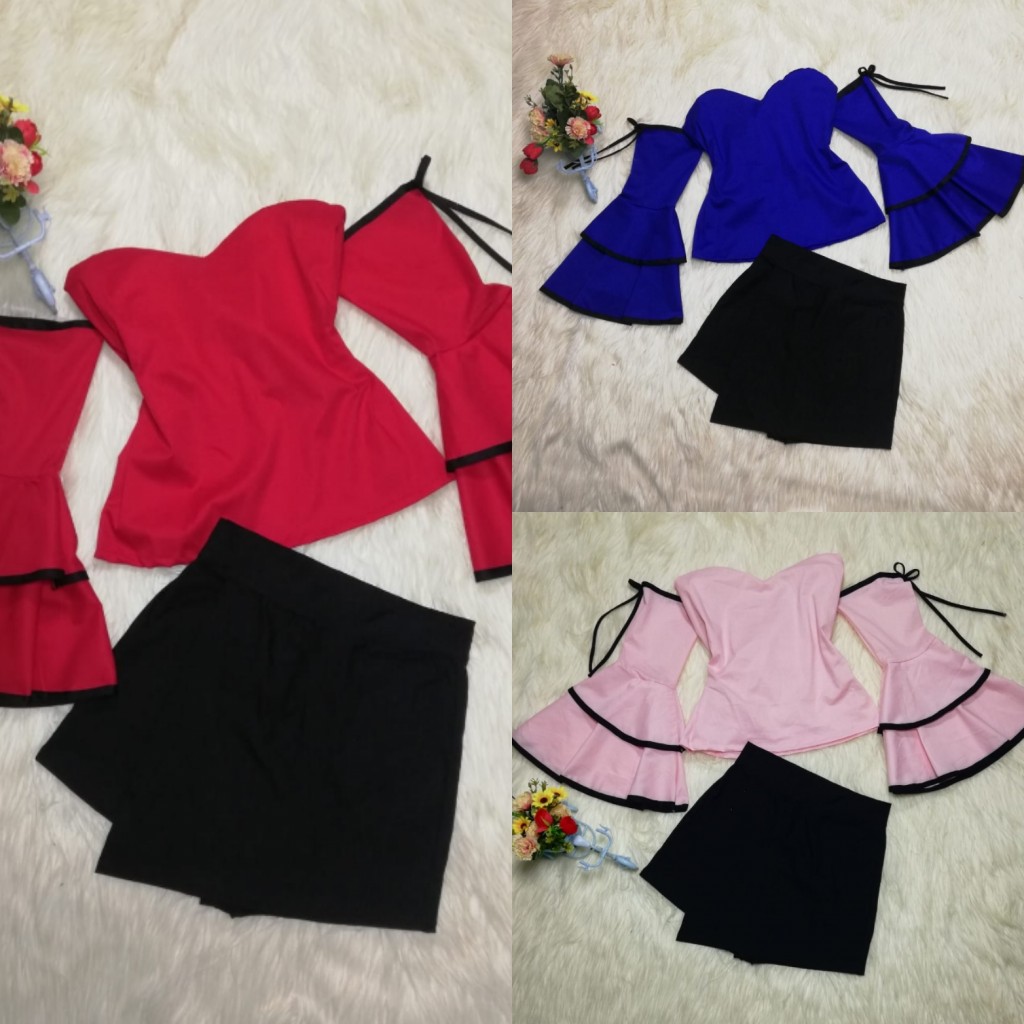 Conjunto shorts en vengalina y blusa en popelina dama
