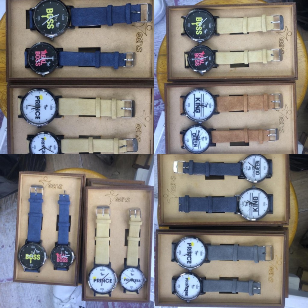 Pareja de reloj couples en estuche de madera × 2 uds