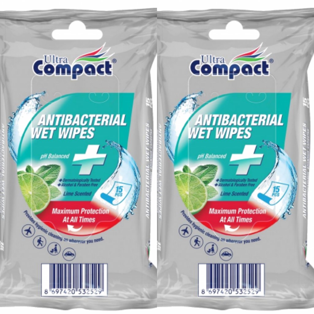 Pañitos húmedos antibacterial de bolsillo × 15 i