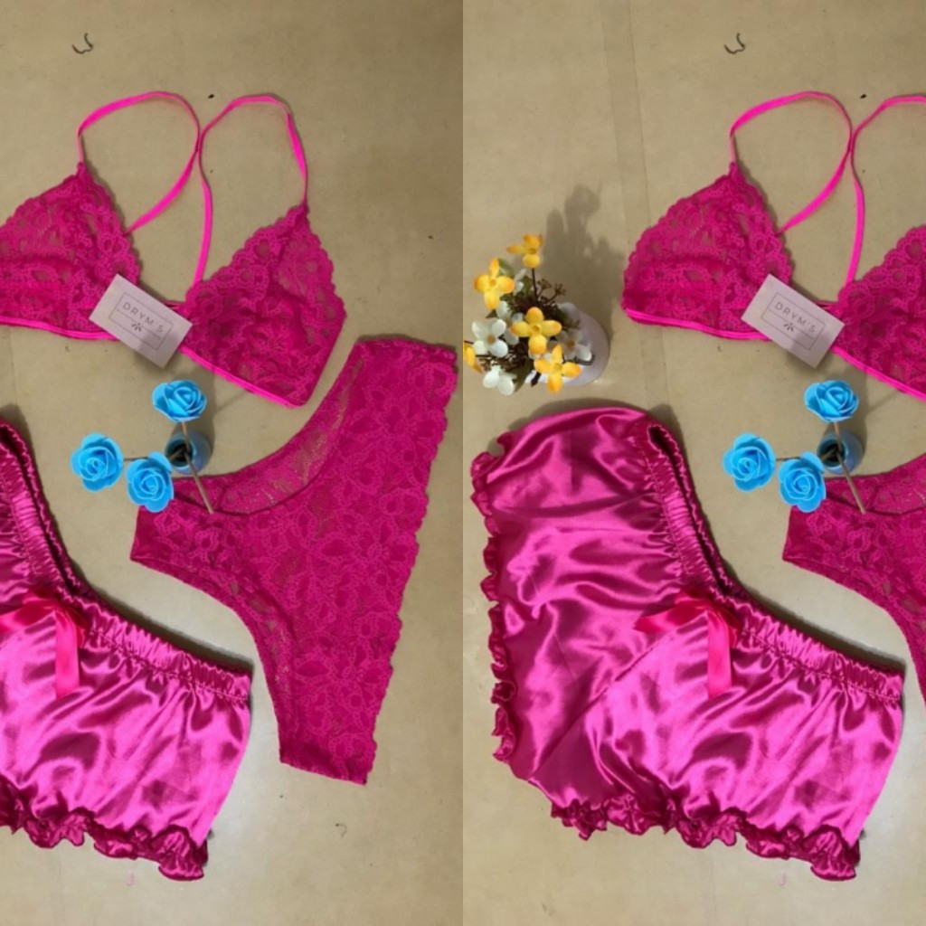 Pijama trío satín dama