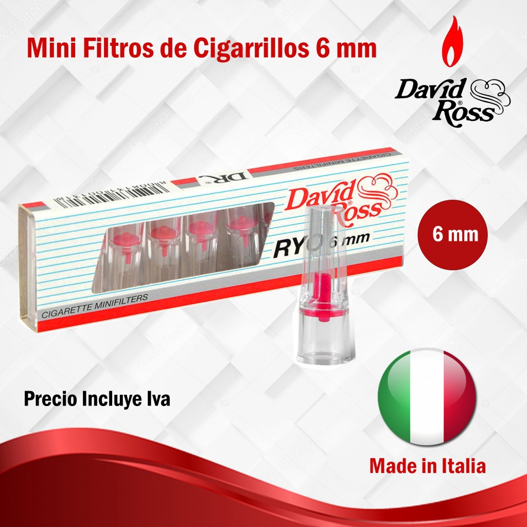 Minifiltros para Cigarrillos 6mm, -60% Nicotina (caja 240 Minifiltros) David Ross.