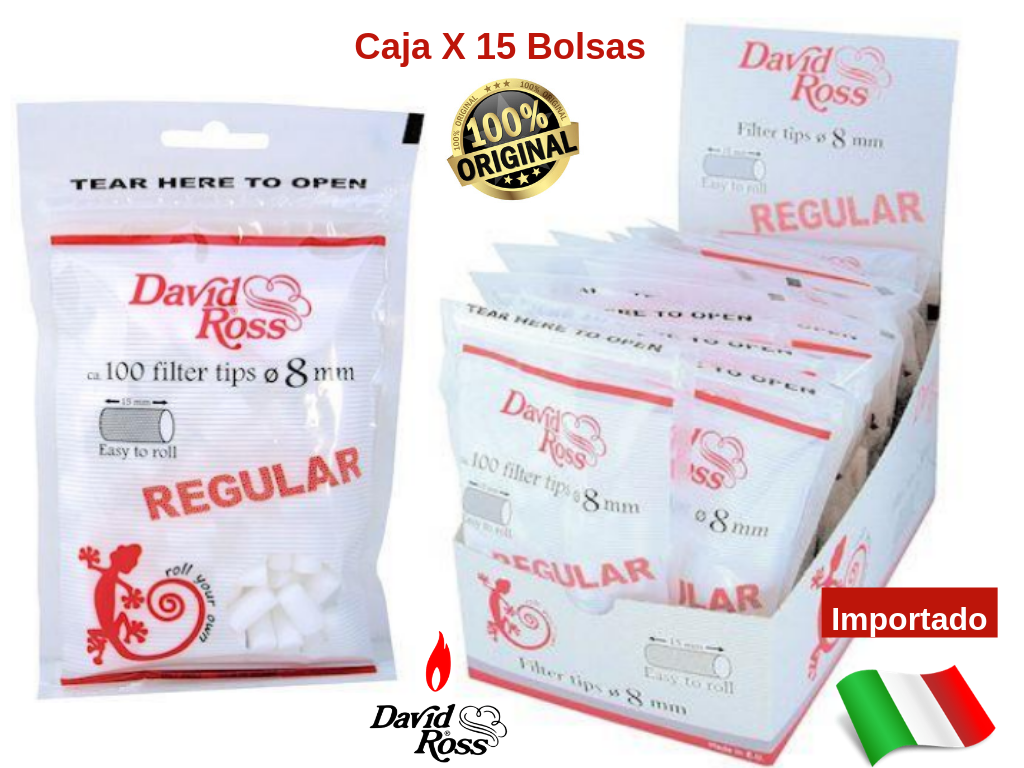 Puntas de Filtro sin Envoltura, Para Armado de Cigarrillos de 8mm, Original David Ross