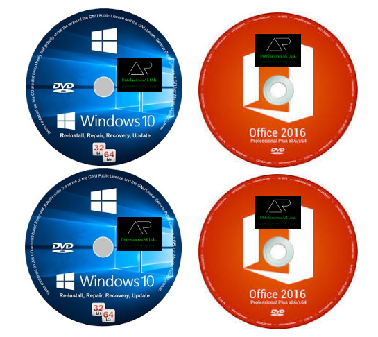 Combo DVD Windows 10 de 32 y 64 bits más DVD Office 2016 profesional de 32 y 64 bits con su activador
