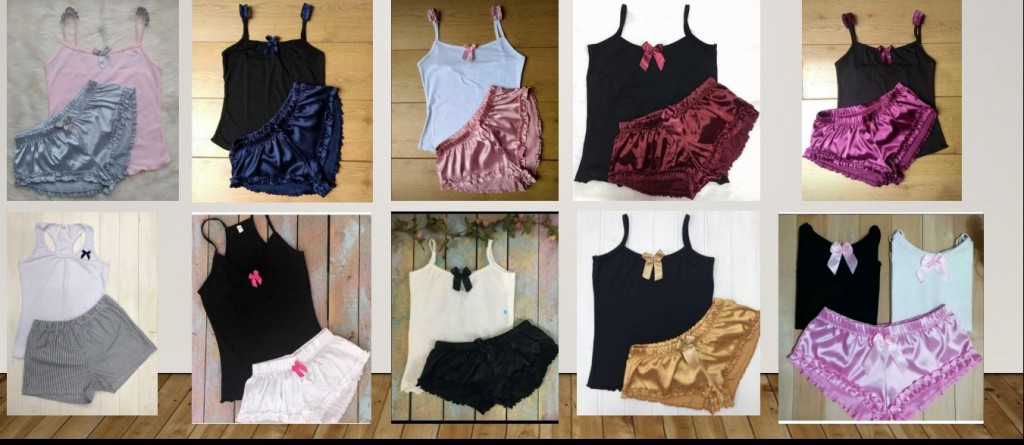 Pijama básica dama cachetero o short en satín blusa tiras o esqueleto en algodón