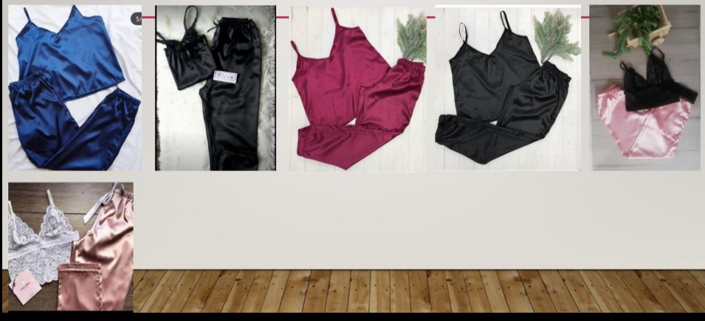 Pijama pantalón y blusa satín dama