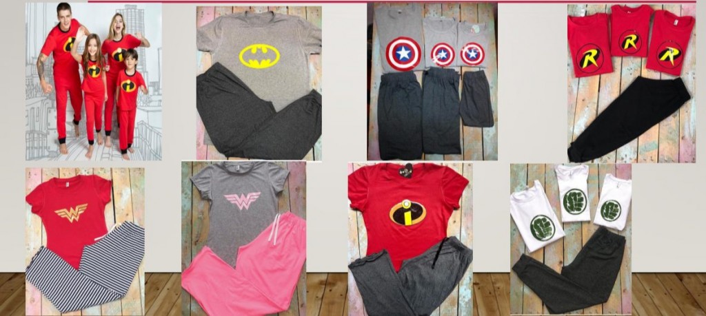 Pijamas súper héroes para la familia