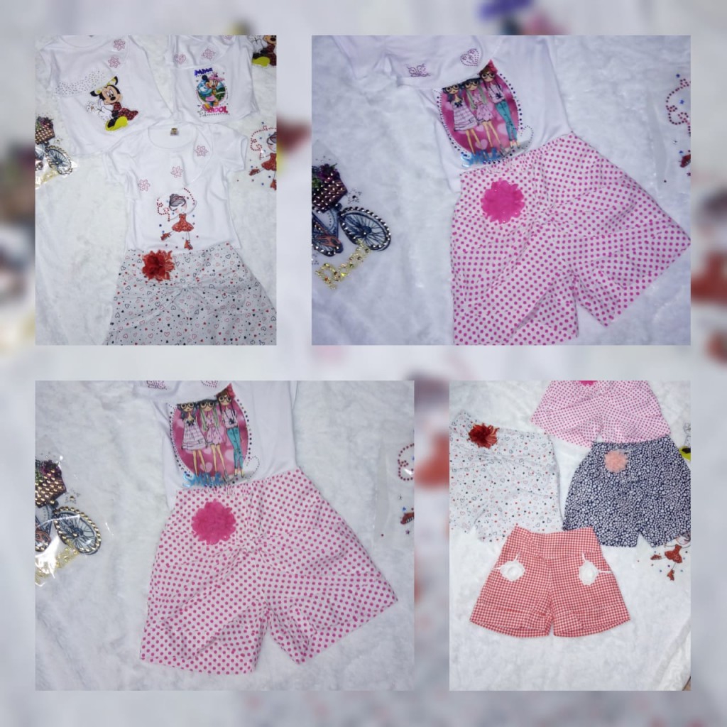 Conjunto niña blusa con luces y shorts