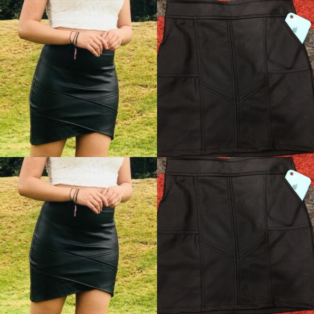 Falda cuerina o cuero tex dama