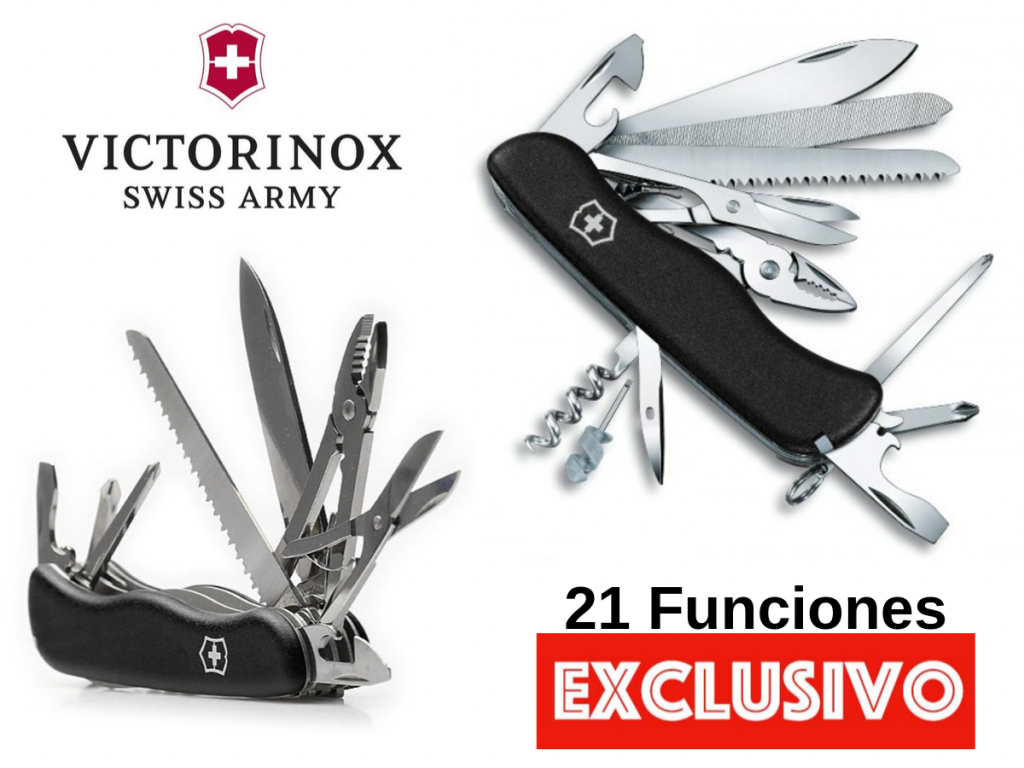 Original Victorinox WorkChamp Negra, 21 Funciones, Campo, Ganadería, Caballería,  Ultraresistente, en Acero, hecha en Zuiza,