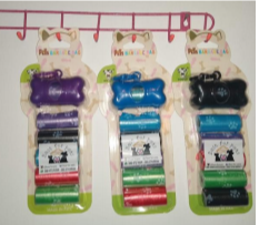Porta bolsa hueso individual con 5 repuestos para mascotas