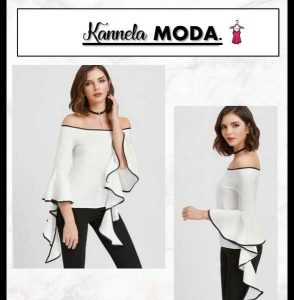 hermosas blusas cuello bandeja y manga acampanada