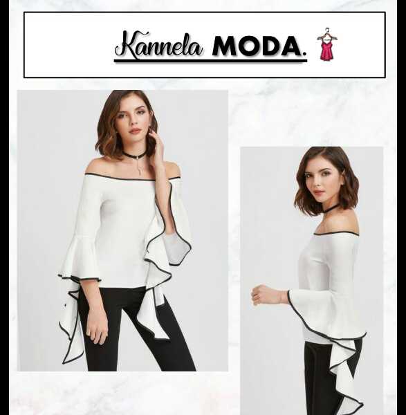hermosas blusas cuello bandeja y manga acampanada