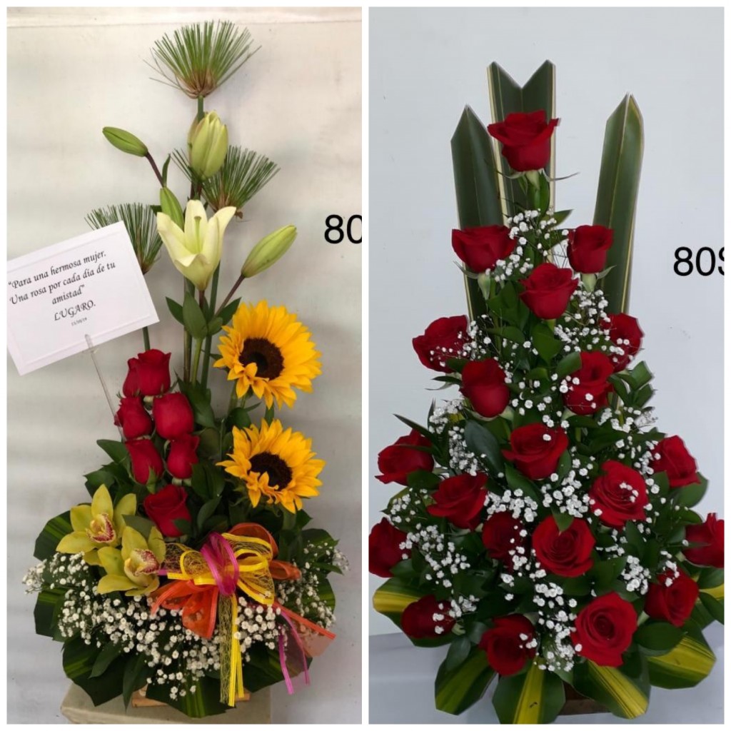 Ramos de rosa y girasoles