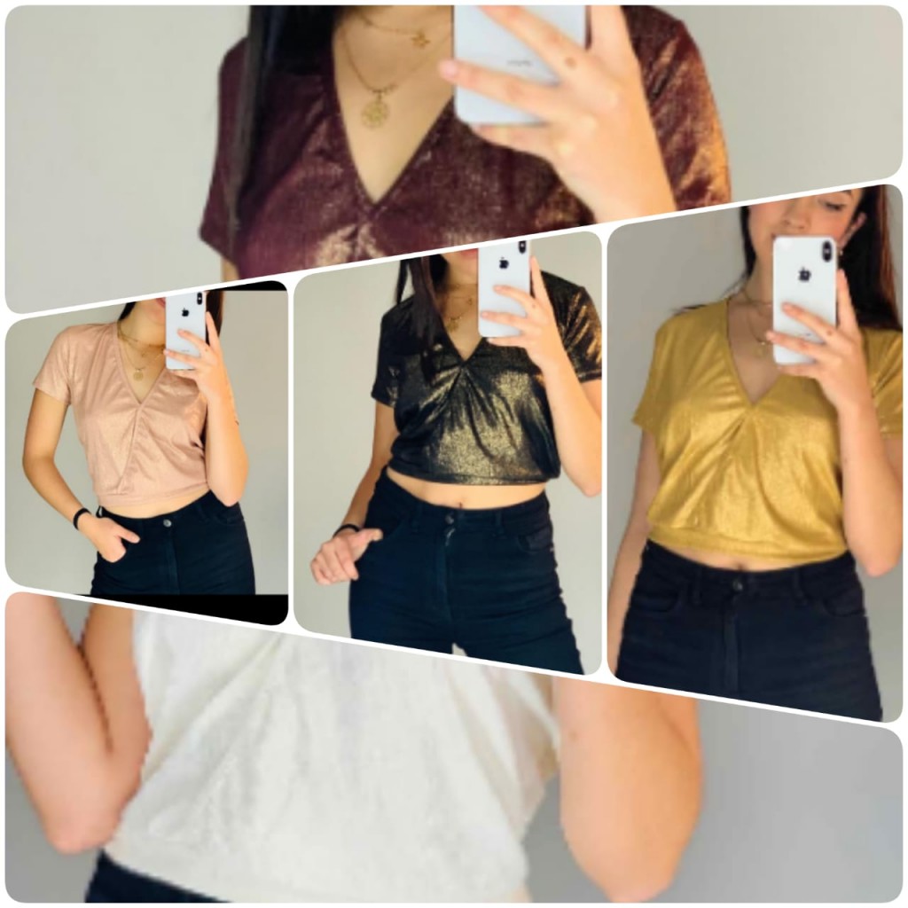 Blusa metalizada dama