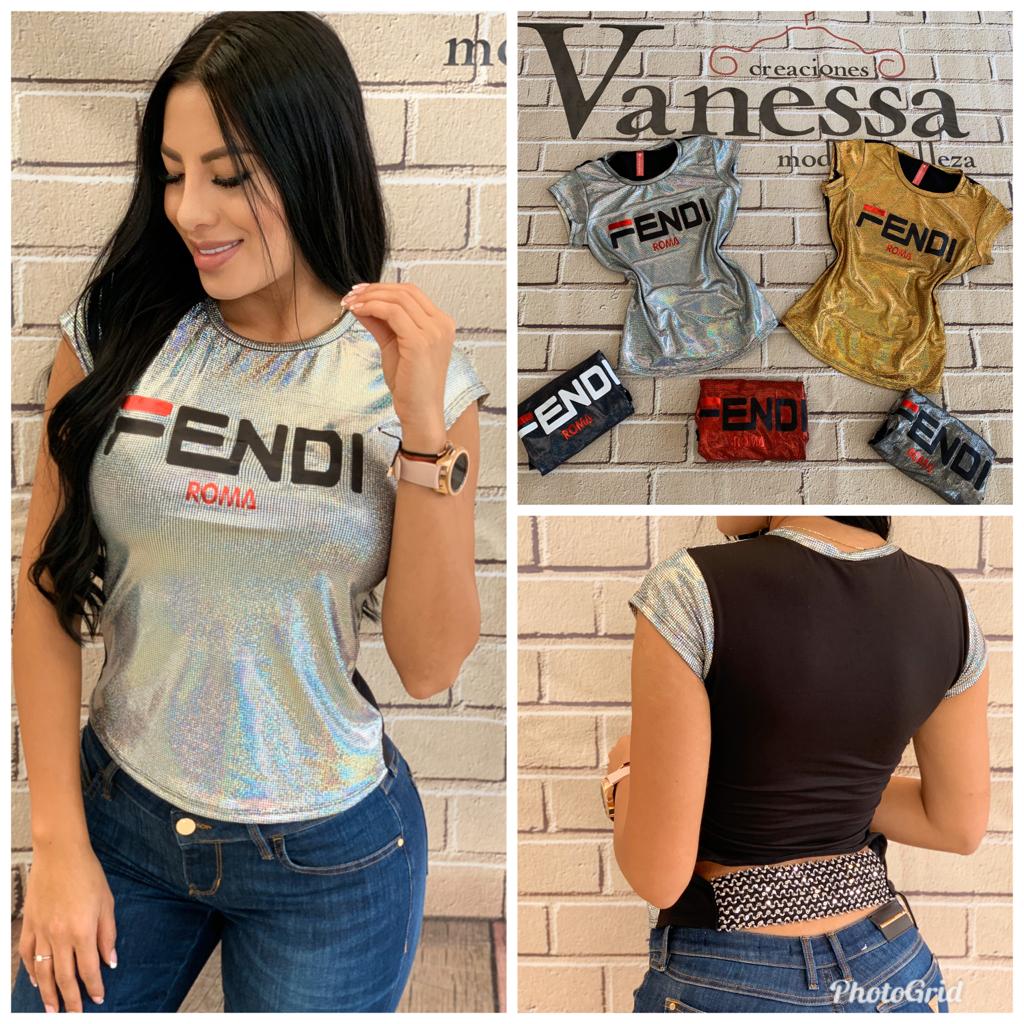 Camiseta blusa dama metálizada