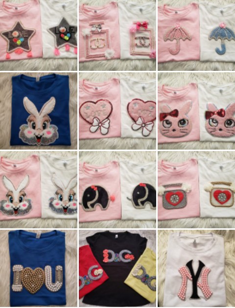 Camiseta dama apliques