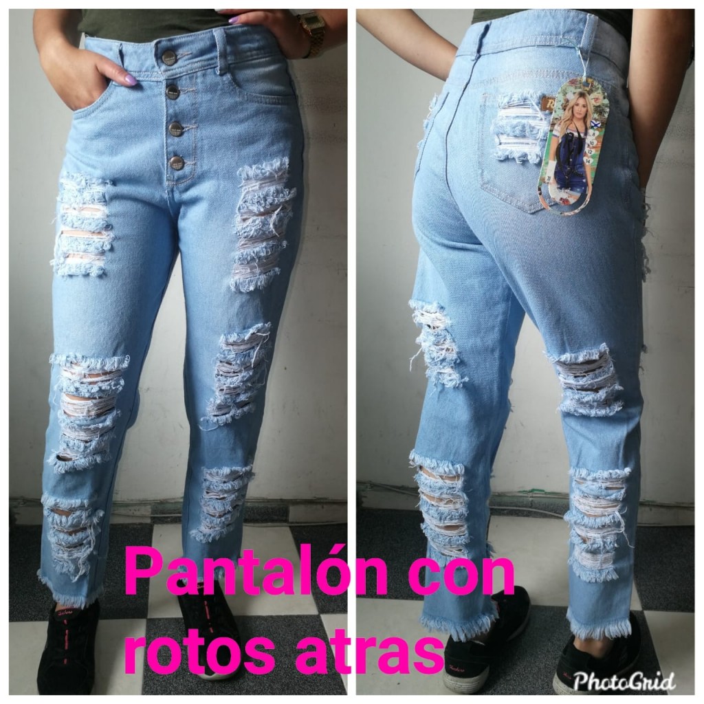 Jean boy friend dama rotos atrás