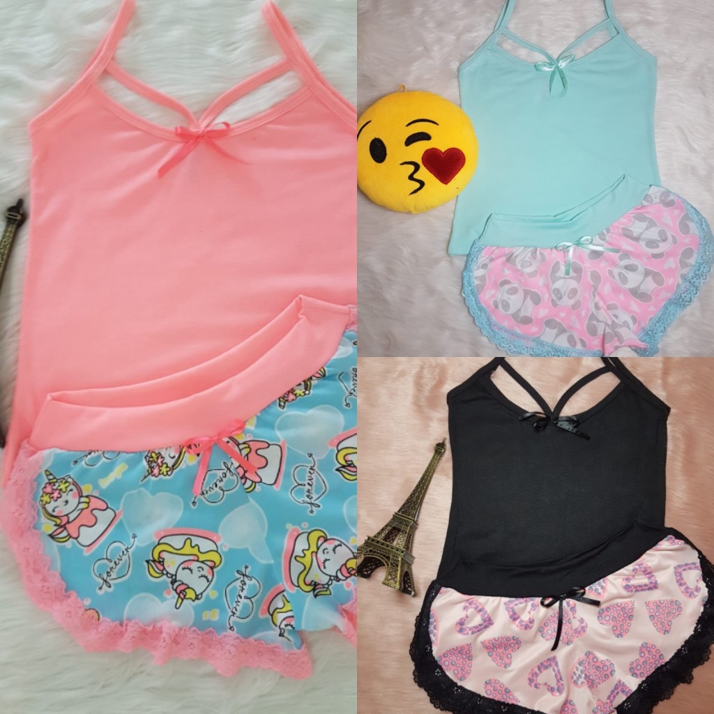 Pijama shorts y blusa dama Algodón licrado
