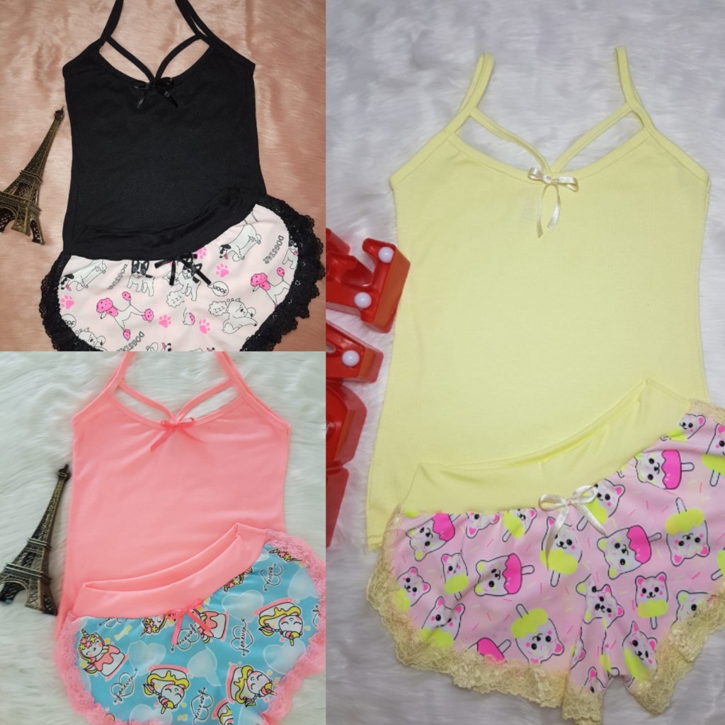 Pijama algodón licrado blusa y short dama