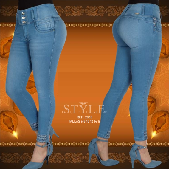 Jeans para dama, ref. 2060 / linea premium – Estampado por dentro y por fuera de la Bota.