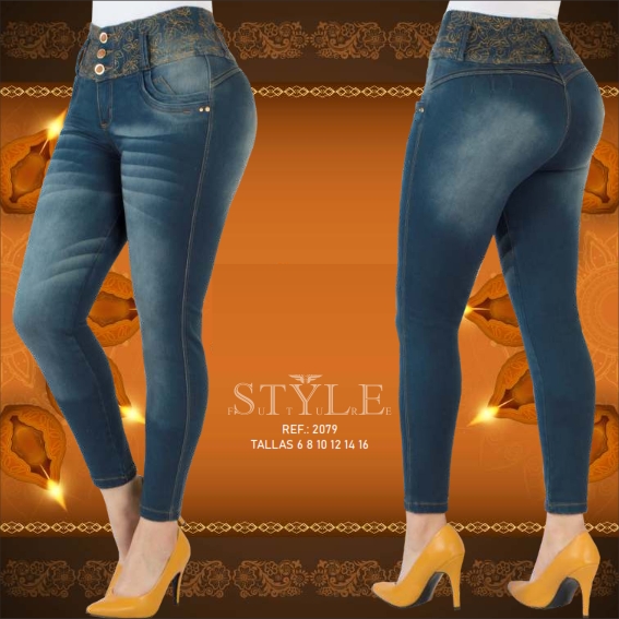 Jeans para dama, ref. 2079 / linea premium – Bordado en la pretina.