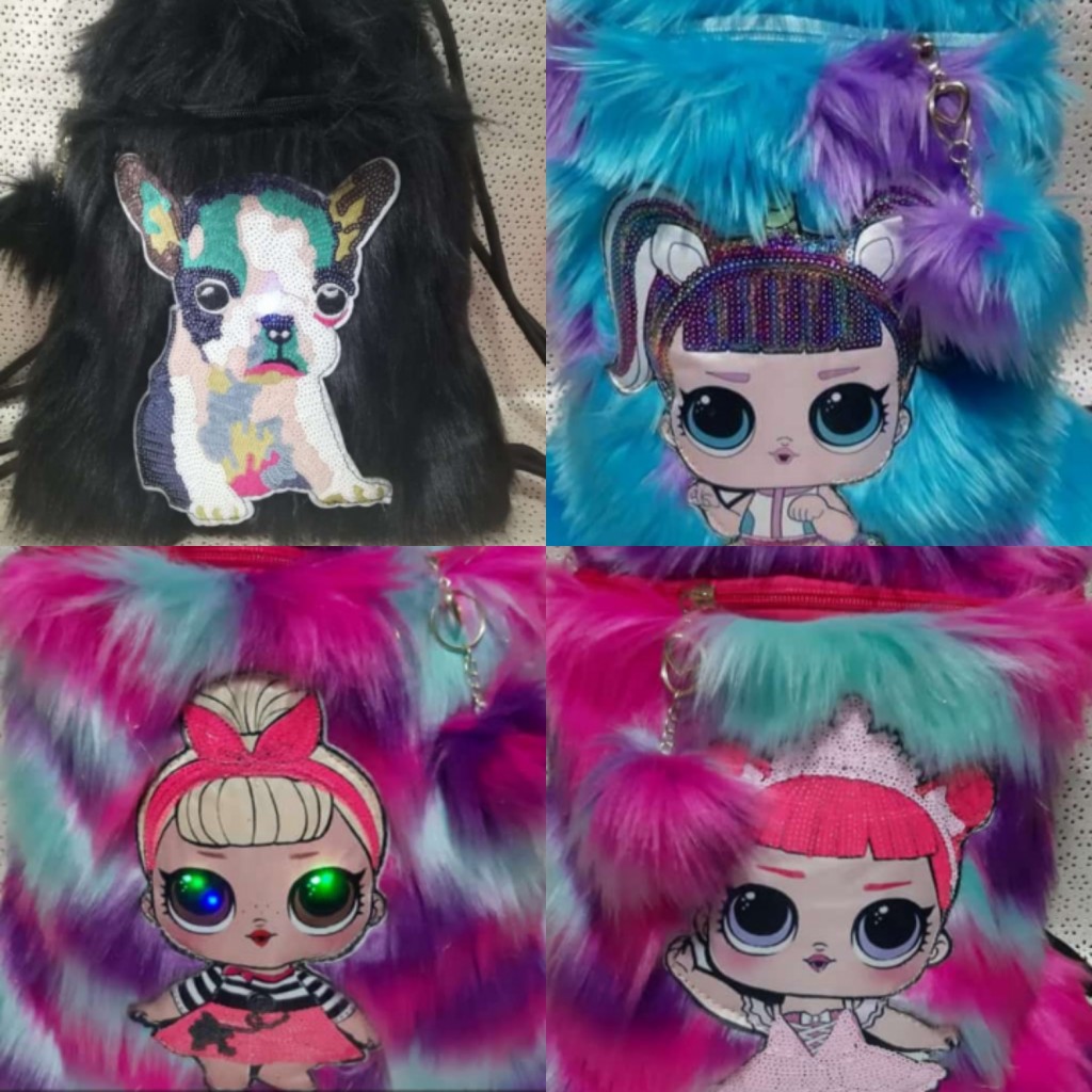 Tula en peluche con aplique dama