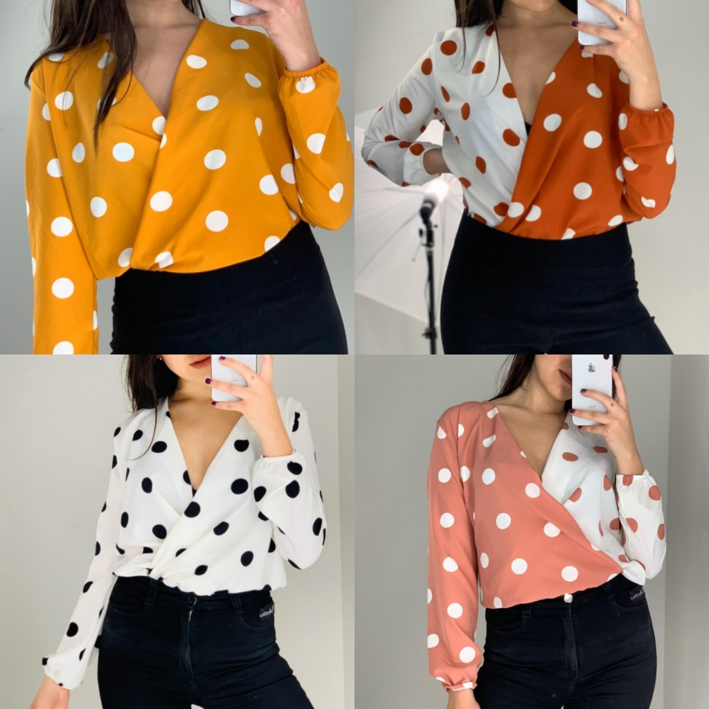 Blusa dama manga larga abierta