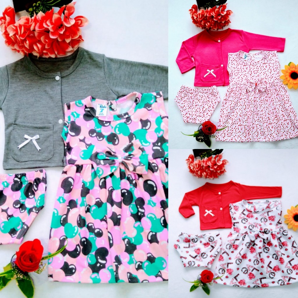 Conjunto vestido, saco y panty bebé de 0 a 6 meses