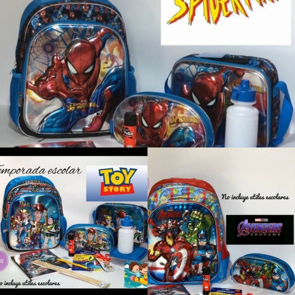 Bolso escolar pequeño en trío alto relieve para niño
