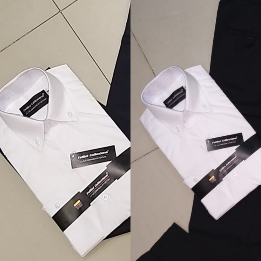 Camisa colegial cuello duro adulto marca felliny