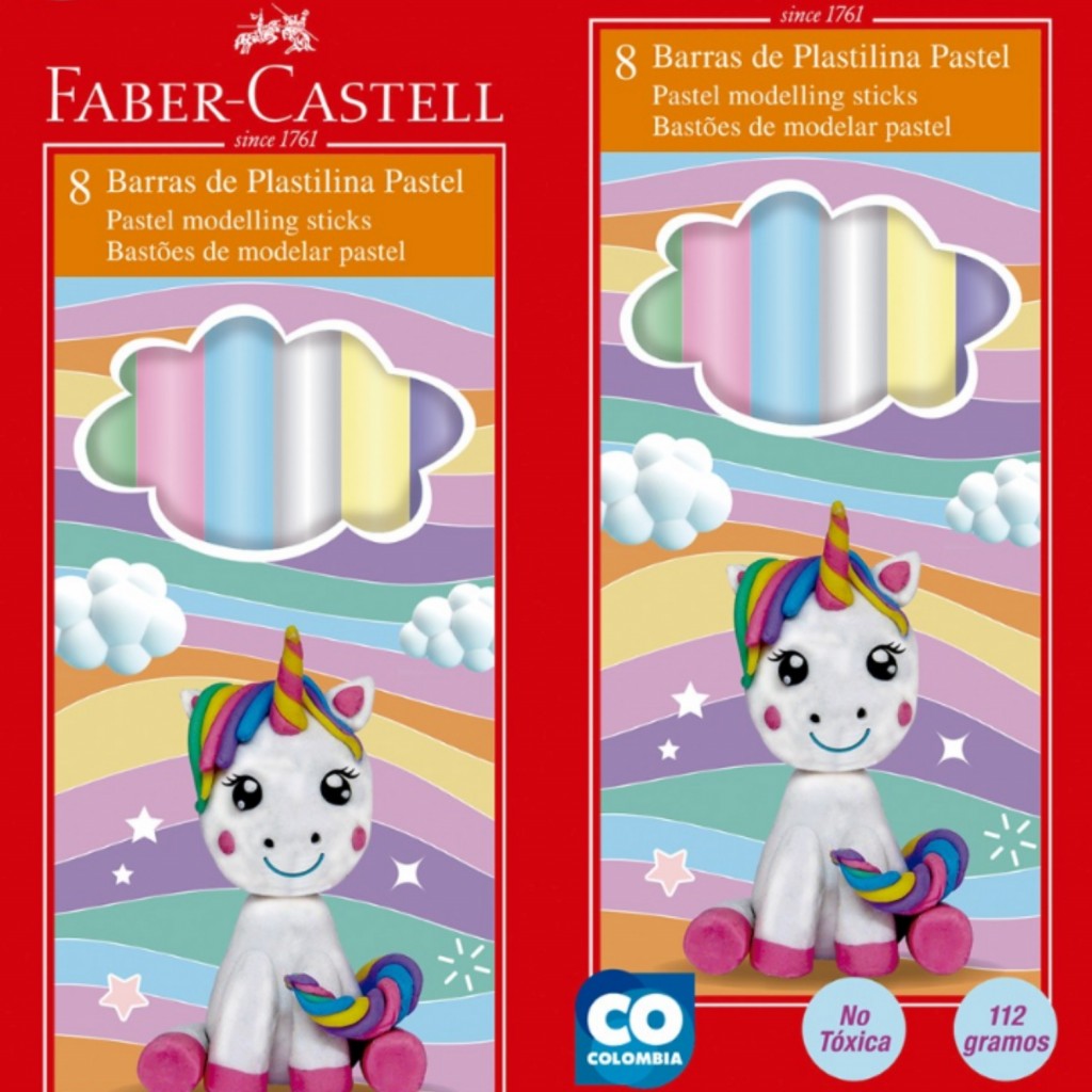 Plastilina larga tonos pastel × 8u cod. 376808