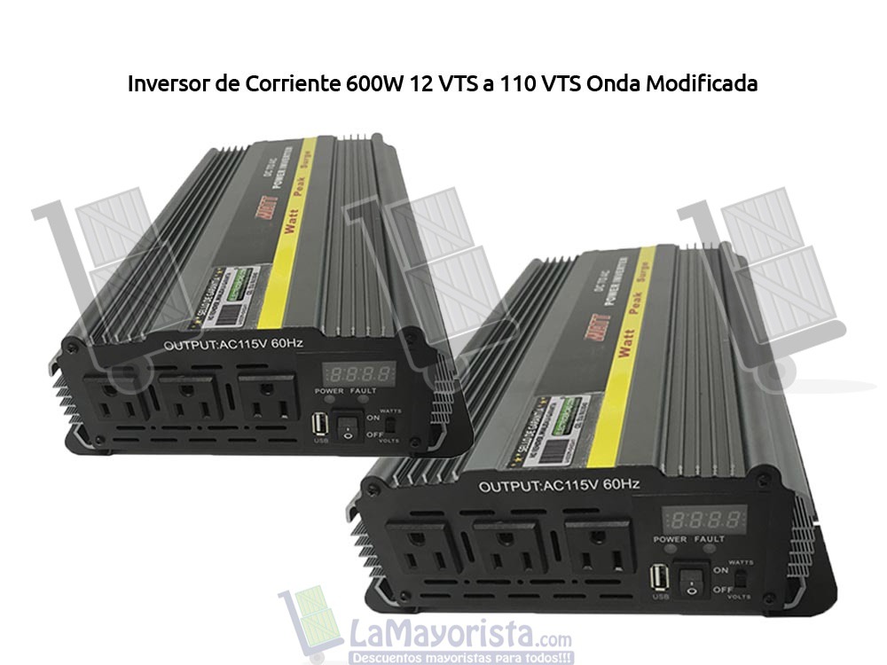 Inversor De Corriente 600W 12 VTS a 110 VTS Onda Pura