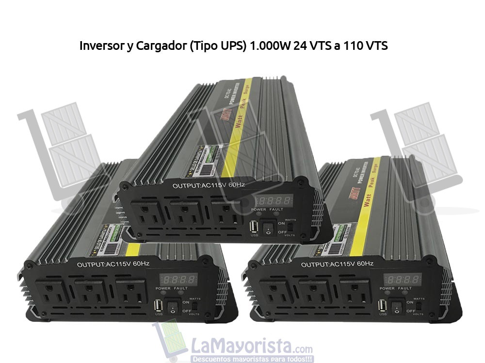 Inversor y Cargador (Tipo UPS) 1000W 24 VTS a 110 VTS Onda Modificada